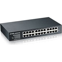 Zyxel 24-Port Gigabit Switch | Smart Managed | Desktop/Rack Mount and Fanless Design | VLAN, IGMP, QoS [GS1900-24E]