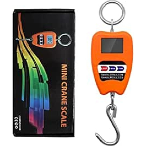 Industrielle Kranwaage, Mini-Kranwaage 200 kg Wiegen Digitale Industrie-Hängewaage 200 kg/441 lb Hochleistungs-Hängehakenwaage Edelstahl(Orange)