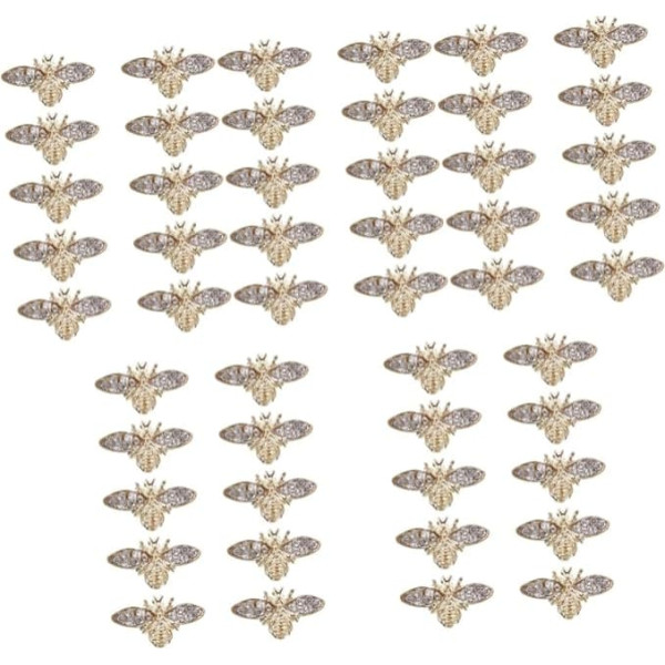 minkissy Charms Bee Nail Charm Bee 50 Pieces Nail Art Accessories Wedding Decoration Bridal Alloy Nail Stickers Japanese