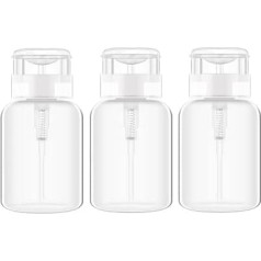 3 x Nail Polish Remover Pump Dispenser Push Down Press Cleaner Bottle for Nail Polish Makeup Remover Toner with Flip Lid (200ml)