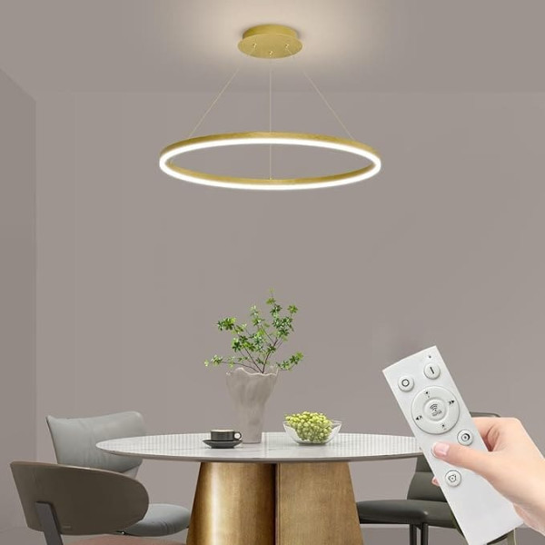 Mikeru Modern Round Dining Room Pendant Light, Diameter 40 cm Ceiling Light, Dimmable from 10%-100%, 3000-6000K Living Room Lights with Remote Control, Ceiling Lighting, Pendant Light for the Living
