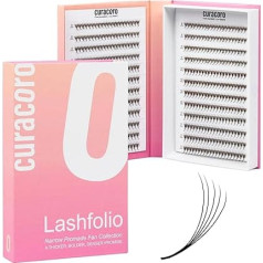 Curacoro LashFolio Schmale Promade Fächer 5D-0.07 C Curl, 12 mm Länge, handgefertigte Volumen-Wimpern, professionelle, langanhaltende Promade Wimpernfächer