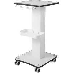Beauty Salon Trolley with 4 Wheels, 40 kg Load Capacity, 2 Storage Compartments and Handle, White Lacquered for Hairdressers, Cosmetics and Medical Devices