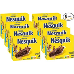 NESTLÉ NESQUIK Cereal Bars with Whole Grain Wheat & Cocoa, Cereal Bar To Go with Calcium, Pack of 8 (4 x 25 g)