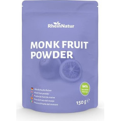 RheinNatur Monk Fruit Powder 150 g - Natural Sweetness as Sugar Substitute - 84% Less Calories than Sugar, High Sweetening Power - Vegan & Low Calorie