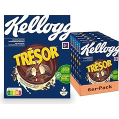 Kellogg's Tresor Cookies & Cream (6 x 375g) - Crispy Breakfast Cereals with Melting Cream Filling with Cream Flavour - Safe Crazy Tasty