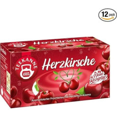 Teekanne Heart Cherry, Pack of 12 (12 x 20 Double Chamber Bags), Fruit Tea, Hearty Composition, Rainforest Alliance