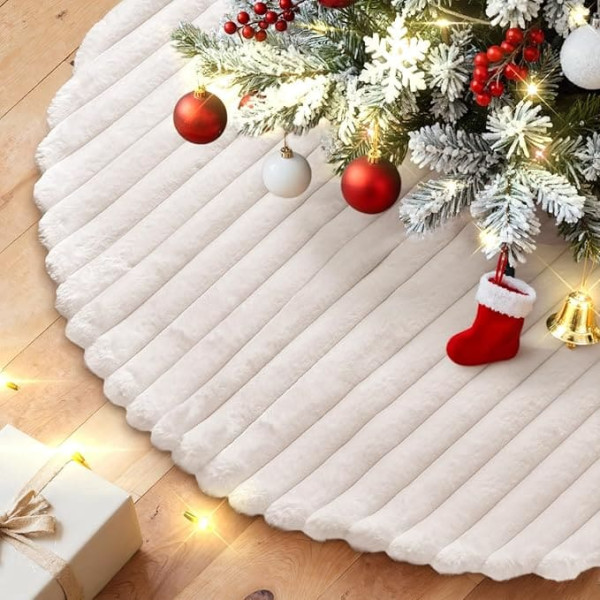 Lanpn Christmas Tree Blanket, 75 cm Christmas Tree Underlay, Plush Christmas Tree Skirt, Soft Luxury Tree Skirt, Round Christmas Tree Skirt, Christmas Tree Stand, Carpet for New Year, Christmas