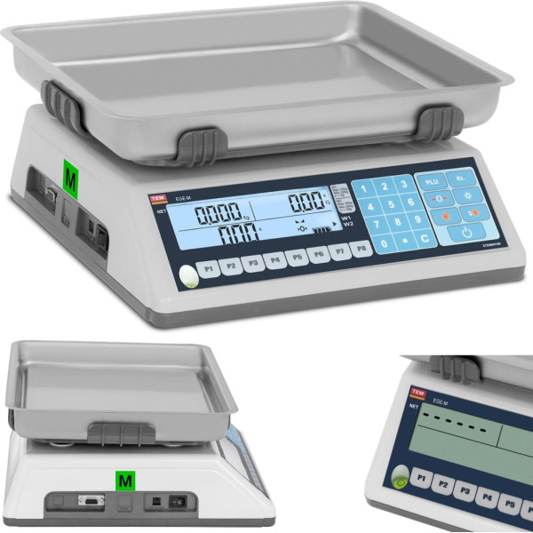 Mazumtirdzniecības svaru interfeiss RS232 PLU 30 kg / 10 g LCD M LEGALIZĀCIJA