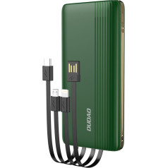 Dudao Powerbank 10000mAh K4Pro ar integrētiem kabeļiem LED displejs zaļš
