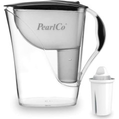 Fashion Water Filter PearlCo (Anthracite) with 1 Classic Filter Cartridges - Reduction of Limescale, Chlorine, Lead & Copper - Compatible with Brita Classic - Made in EU
