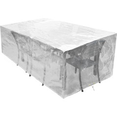 RICHIE Cover for Garden Furniture, Waterproof Protective Cover, Anti-UV Tarpaulin, Breathable Polyethylene for Garden Tables, Patio Furniture, Rectangular (Transparent, 180 x 120 x 70 cm)