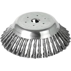 Lessmann Zopf-Kegelbürste (Ø 200 mm, 36 Zöpfe, Bohrung mit 20 mm Durchmesser, Stahldraht-Besatz, zur Unkrautentfernung und Reinigung von Bordsteinen, Drahtbürste) 4772M001