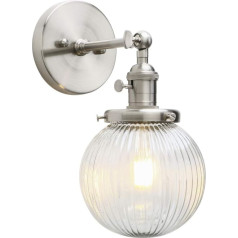 Yosoan Wall Light, Fluted Clear Glass, Industrial Loft Wall Lamps Made of Industrial Design and Vintage Flair Wall Lighting Light, Interior Light (Brushed Stainless Steel Colour)