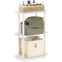 Furinno Turn-N-Tube No Tools 3-Tier Modern Oval Side Shelf, White/Virgin White