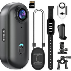 4K Mini Action Camera WiFi 128GB Thumb POV Portable Video Recorder with IPX7 Waterproof Underwater Camcorder Helmet Mount Magnetic Sports DV for Bike Cycling Pet Vlogging