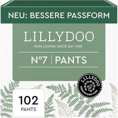 LILLYDOO green Baby Windeln Pants - Größe 7 (15+ kg), Monatsbox (102 Höschenwindeln), Sicherer Auslaufschutz - Hautfreundlich, Chlorfrei & Ohne Lotionen für empfindliche Haut, Dermatologisch getestet