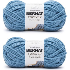 Bernat Forever Fleece Ball Point Blue Yarn - 2 Packs of 280g - Polyester - 6 Super Bulky - 190 Metres - Knitting, Crochet and Crafts