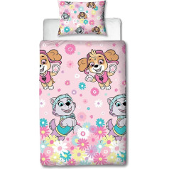Character World PAW PATROL OFFICIAL SINGLE DUVET COVER SET FLORAL REVERSIBLE 2 SIDED WITH