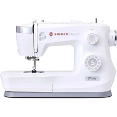 Singer Elite ME457 Sewing Machine with 110 Stitch Applications, LED Lighting, Strong Motor, Automatic Buttonhole, Heavy Duty Metal Frame (White)