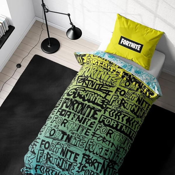 Fortnite Bed Linen 135 x 200 cm - Teenager Gaming Gift Idea, 1 x Pillowcase 80 x 80 cm + Duvet Cover 135 x 200 cm, with Zip - Reversible Motif - Fan Item Teenager Gift Boys and Girls