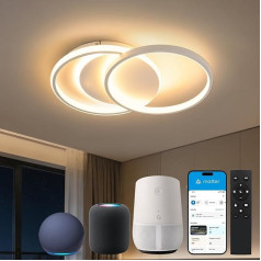 Ceiling Light Smart Ceiling Light Dimmable with Matte, Compatible with Alexa, Google, HomeKit and IFTTT - Modern LED Ceiling Light with Remote Control, 35 W 4200 LM, Ideal for Living Room