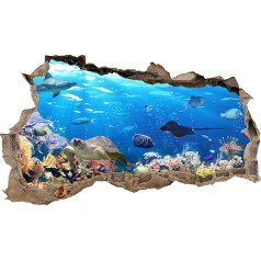 3D Wall Tattoo, Wall Sticker, Breakthrough Animals, Height 60 x Width 100 cm, for Bedroom / Living Room, multicolour