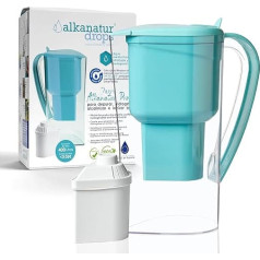 Water Filter System Drinking Water Jug for Tap Water Supports Ionisation and Gives Magnesium from pH 9 1.4 L Filters Limescale Chlorine Metals Without BPA Water Filter Jug ALKANATUR
