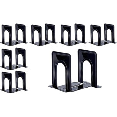 6 Pairs Bookends Metal Black Non-Slip Book Holders for Shelf Office School Library Home (Pack of 12)
