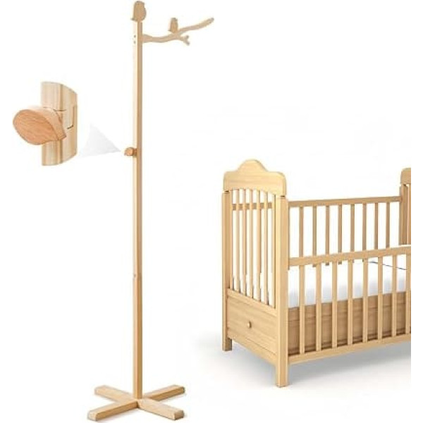 let's make Mobile Holder Wood, Birdie Mobile Holder Changing Table for Hanging Bed Bell Chime Wind Chime Toy Mobile Baby Stand Baby Room Decoration for Boys and Girls 0-12 Months
