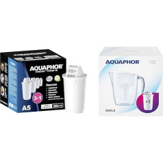 AQUAPHOR Filter Cartridge A5 Pack 3+1 I Filters Limescale & Chlorine as well as Heavy Metals & Other Materials & Water Filter Smile White Includes 1 A5 Filter