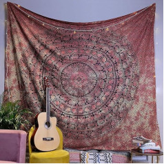 Craft Trade Mandala Tapestry, Indian Wall Towel, Tapestry, Wall Hanging, Boho Tapestries for Home Decoration, Living Room and Bedroom (Orange, 274 L x 228 W cm)