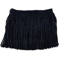 Leather Tassel Fringe Band, Tassel Trim Cut Fringe Band, Cut Fringe Trim for DIY Dress, Garment Apparel, Sewing, Crafts, Decoration Accessories, Black, 100 x 10 cm