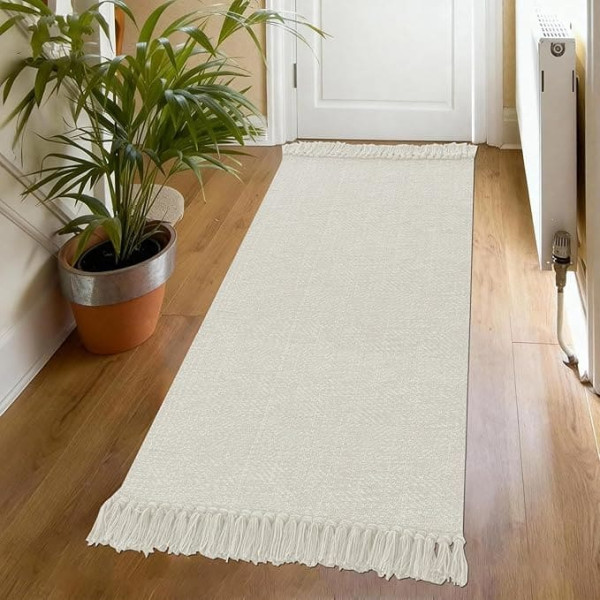 H.Versailtex Entryway Runner 24x96 Inch Extra Long Hallway Runner Reversible Washable Floor Rug Runner for Hallway Bedroom Laundry Room Kitchen White