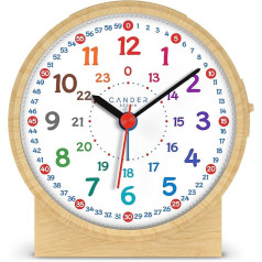 Cander Berlin MNU 1109 S Children's Alarm Clock Silent Wood Effect Silent Light Snooze Table Clock Lighting Children's Room Boys Girls 10.8 cm