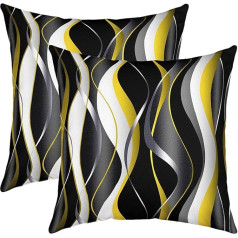 Geometric Cushion Cover 40 x 40 cm Geometry White Yellow Black Grey Lines Cushion Cover for Sofa Modern Abstract Art Decor Cushion Cover Outdoor Cushion 2 Pack