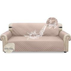 Granbest Waterproof Sofa Cover, Non-Slip Sofa Protective Cover with Elastic Bands, Washable Sofa Protection for Children, Pets, Dogs, Cats, Four Seasons, Universal (3 Seater, Light Pink
