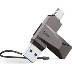 ORICO USB Stick 256GB USB 3.2 Memory Stick OTG Up to 150MB/s 2-in-1 Type C Flash Drive Metal for iPhone 17/16/15/Android Smartphone/Tablet/Mac/Laptop/PC, Grey, CB05