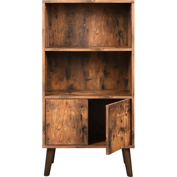 Vasagle - Retro Bookcase with 2 Shelves and Cabinet Doors Living Room Cabinet Retro Furniture for Living Room, Foyer, Office, Storage for Books Photos Decoration Wood Effect LBC09BX