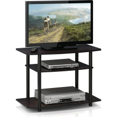 Furinno 3 Tier Wooden TV Cabinet Dark Walnut 40.13 x 40.13 x 59.18 cm