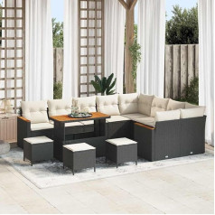 Modulares Gartensofa-Set 13-teilig mit Kissen in Schwarz aus Poly Rattan – Outdoor Sofa Set für Garten und Terrasse