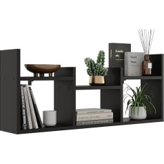 Decorative Wall Shelf with 6 Shelves 97 x 40 x 18 cm Scandinavian Modern Design for Living Room Kitchen Office Bedroom Bathroom Hanging Shelf Bookcase (Black)