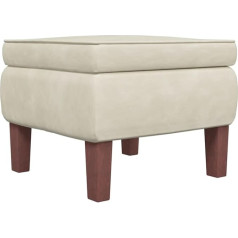 vidaXL Stool, Footstool with Wooden Legs, Upholstered Stool Footstool for Living Room, Bedroom, Hallway, Footrest Ottoman, Modern, Cream Velvet