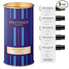 Bibliotheque de Parfum Men's Energy Set, Eau de Parfum for Men, Fresh and Intense Mini Perfume Set with 5 Long-Lasting Niche Fragrances, Gift Set for Men (5 x 2 ml)