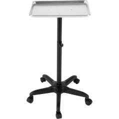 Salon Store Hair Trolley Service Trolley Aluminium Alloy Adjustable Hairdressing Trolley Work Trolley Portability Salon Spa Rolling Service Tray Tattoo Metal Trolley with 5 x Wheels, Silver