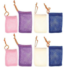 Alipis Soap Net Bag Foaming Nylon Pack of 8 Small Mesh Bag with Drawstring for Facial Cleansing Skin Care Shower Bathroom
