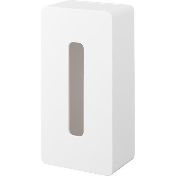 Yamazaki 5587 Tower Adhesive Hook Tissue Box, White, ABS Resin/Polycarbonate/Pet/Polyurethane, Minimalist, 13.2 x 26.2 x 8.3 cm