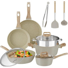 HOMELUX Induction Pot Set, 12-Piece Aluminium Pot and Pan Set, Non-Stick Induction Cookware Set with Lid, Pots & Pans Set, PFOA & PFOS Free, Bending