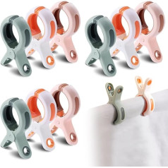 Große Kunststoff-Wäscheklammern, 9 Stück, große Strandtuch-Clips, Wäscheklammern, winddichte Wäscheklammern, helle Sonnenliegen-Handtuch-Clips für Sonnenliegen, Waschküche, Pool, Stühle
