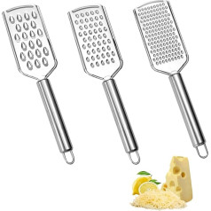 Stainless Steel Grater Kitchen Grater with Handle Lemon Scraper Grater Tool Nutmeg Grater for Cheese Carrot Ginger Chocolate Coconuts Horseradish Pack of 3
